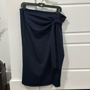 Navy Stretch Tie Detail Skirt